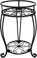 2 tier plant stand, 19.2 inch tall metal potted holder rack, indoor outdoor multiple flower pot shelf rustproof iron garden container for garden patio living room corner balcony, black