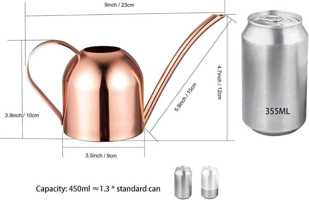 Mini Indoor Watering Can for Small Plants, Stainless Steel with Long Spout, 15oz/450ml – Perfect for Desk, Windowsill & Bonsai - view 2
