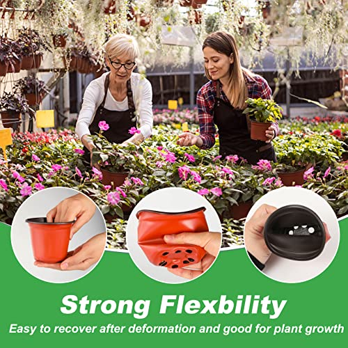 4" Small Plastic Plant Nursery Pots 100Pcs with Labels - view 4