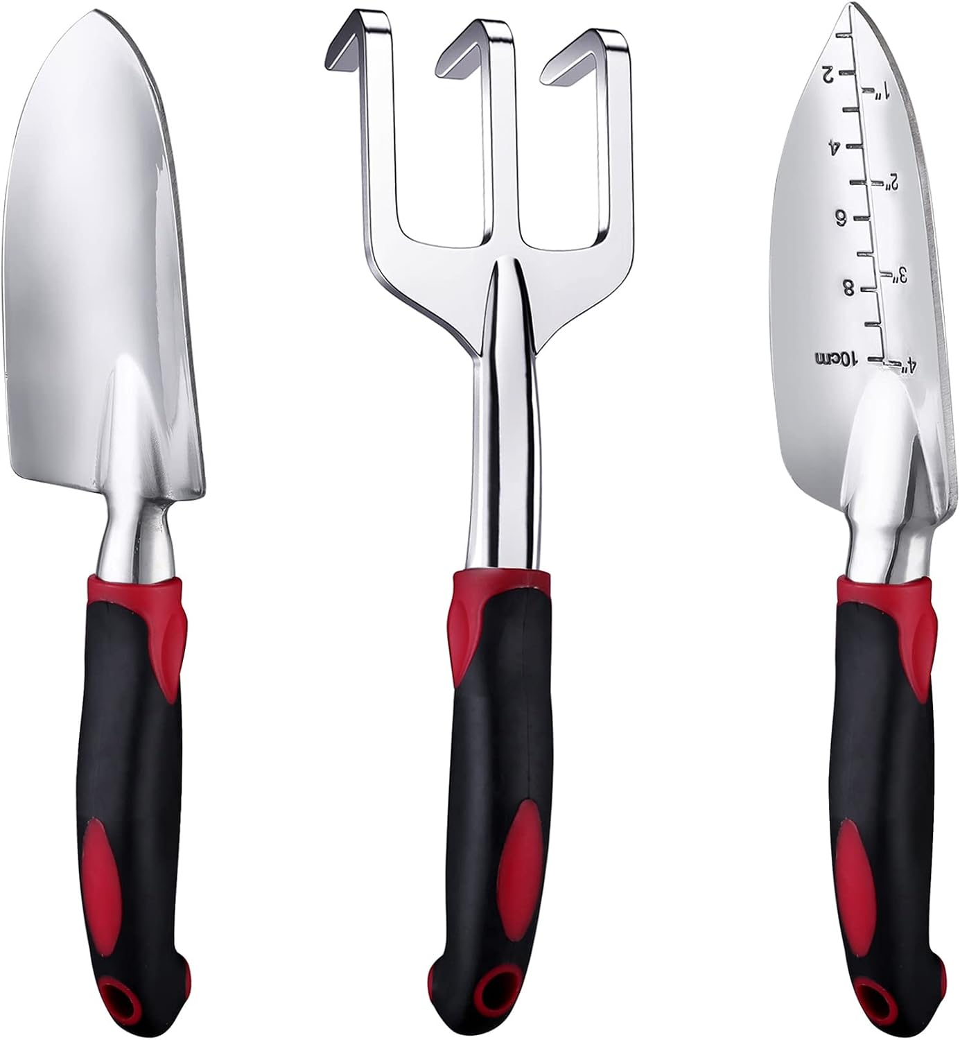 Garden Tool Set, 3 Piece Heavy Duty Garden Trowels Cast-Aluminum Garden Hand Shovels with Non-Slip Rubber Grip, Idea for Transplanting, Weeding, Digging and Planting