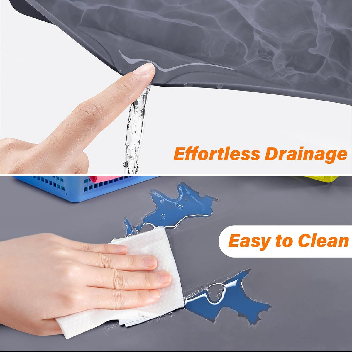 Waterproof Under Sink Mat, 37" x 22", Black | Shelf Liner for Kitchen and Bathroom, Cabinet Protector, Organizers and Storage, Flexible Silicone Drip Tray - view 3