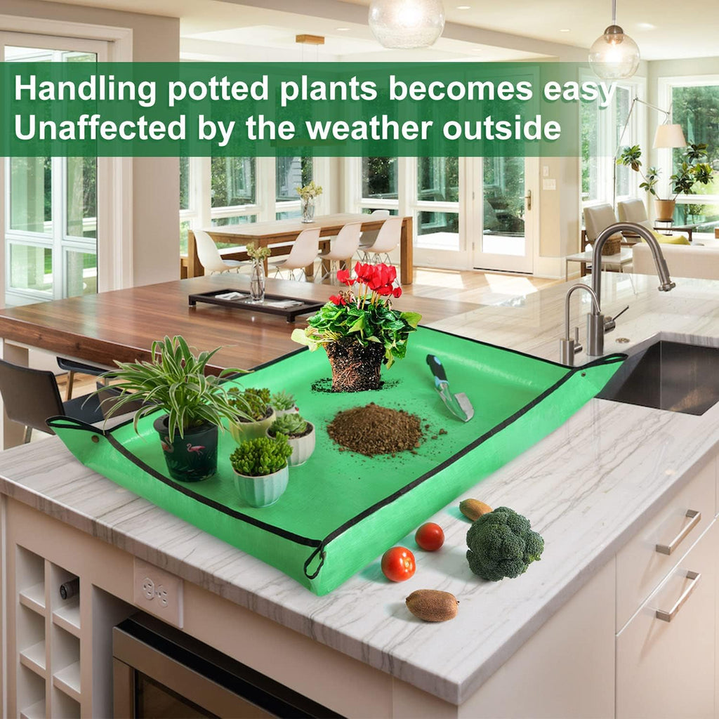 Large repotting mat for plant transplanting and mess control thickened waterproof potting tray succulent potting mat portable gardening mat plant gifts for women - view 3