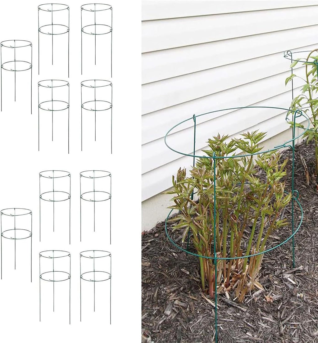 10 Pack 16 x 24 inch Green Peony Cages Grow Through Plant Support Stakes Flower Support Hoops Heavy Plants Brace Rings - view 8