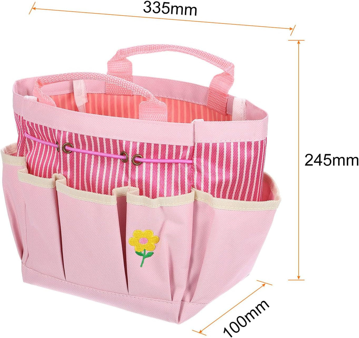 2pcs Garden Tool Bag 13.19"x3.94"x9.45" Large Oxford Tote Pink | Oxford Tote Bag, with Pockets, Gardening Plant Tool Organizer Storage Carrier, Store, for Outdoor Women Men - view 2