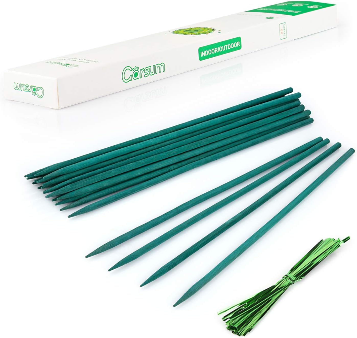 Green Bamboo Sticks Garden Wood Plant Stakes,Floral Plant Support Wooden,Wooden Sign Posting Garden Sticks,15 Inches 25 Pack