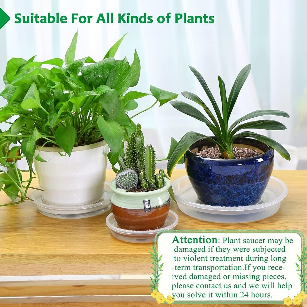 9 pack of 5'' & 7'' & 9'' clear plant saucer drip trays, plant tray for pots & plastic plant saucer, made of thicker & stronger plastic with large capacity design (5 inch x3+7 inch x 3+9 inch x 3) - view 7