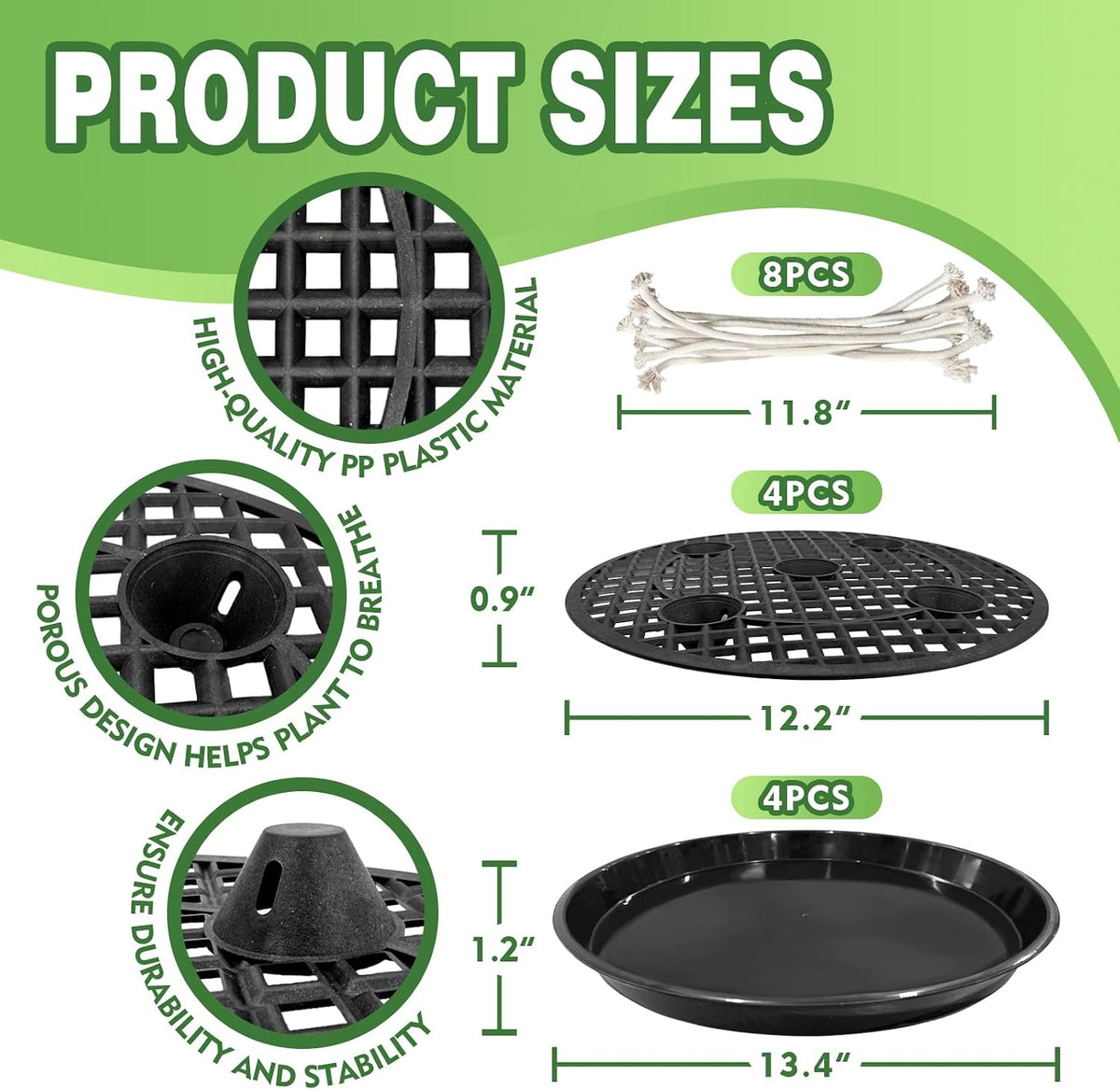 4 Pcs 14'' Self-Watering Pot Base, Auto-Irrigation System Plant Bottom | Saucer Stand for 5 Gallon Fabric Pot, Auto Watering Plant Water Tray Self Watering System for Indoor Greenhouse Grow Tent - view 2