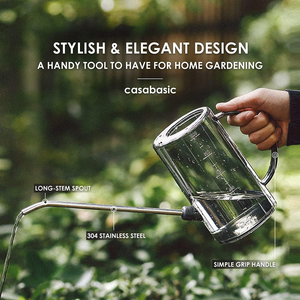 Small watering can, plant water can for indoor plants, plant waterer 1liter | long spout, for gardening, flowers, bonsai, house plants, with plant mister spray bottle - view 2
