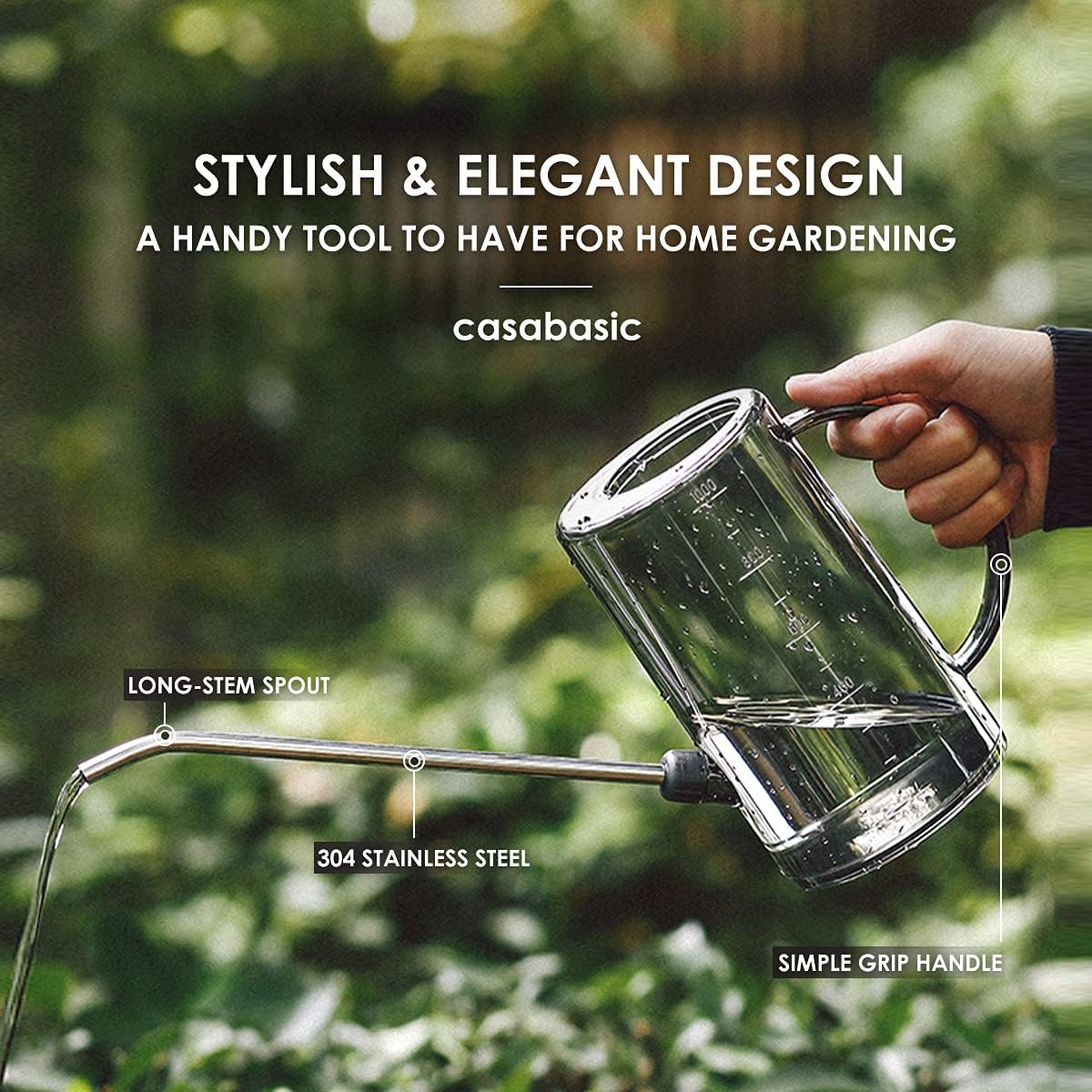 Small watering can, plant water can for indoor plants, plant waterer 1liter | long spout, for gardening, flowers, bonsai, house plants, with plant mister spray bottle - view 2