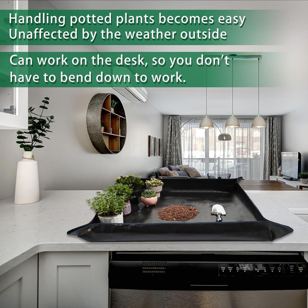 39.4" x 39.4" large plant repotting mat for indoor plants, portable and foldable gardening mat, waterproof transplanting potting mat in garden outdoor - view 3