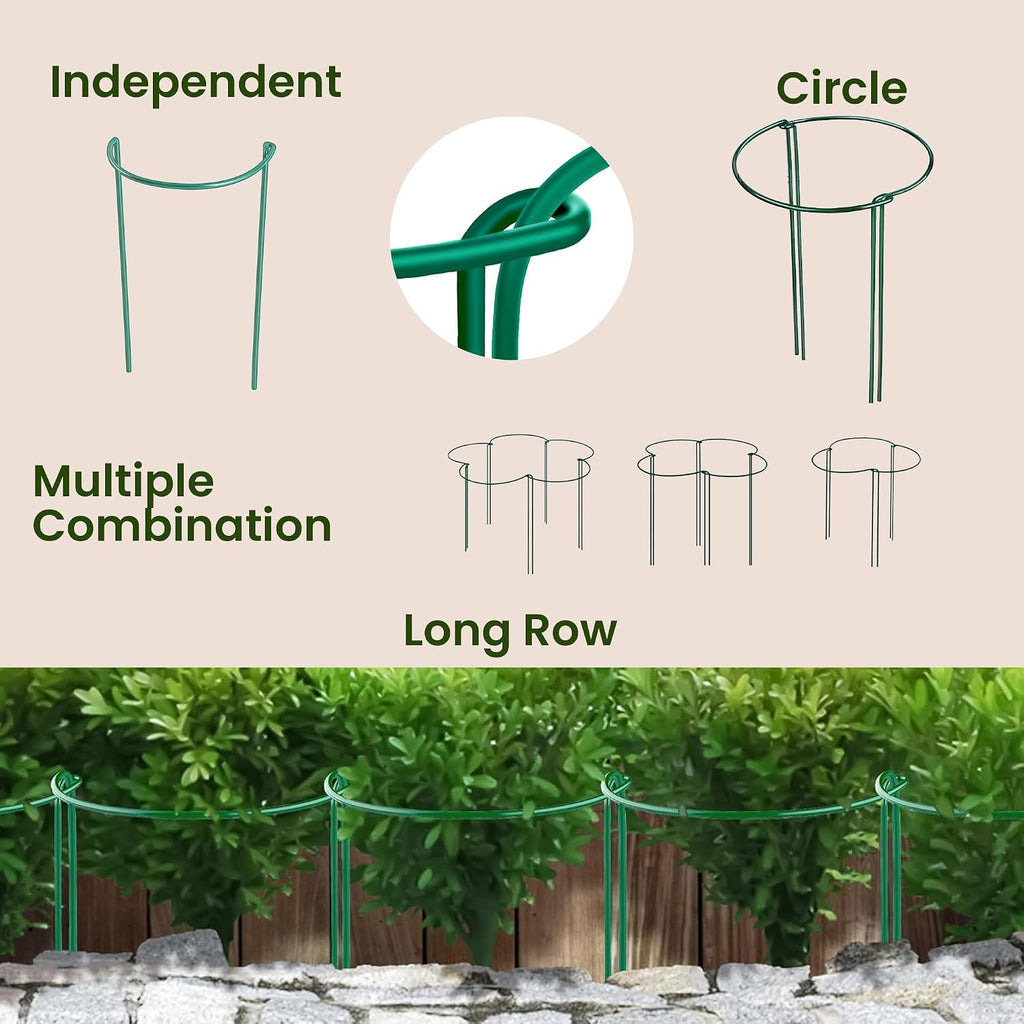 6 Pack Plant Support Stakes – Tall Plant Stakes for Indoor and Outdoor Gardens - Peony Cages and Supports - Cage Rings for Potted Flowers, Peony, Hydrangea, and Rose Bush (10" W x 16" - 24" H) - view 4