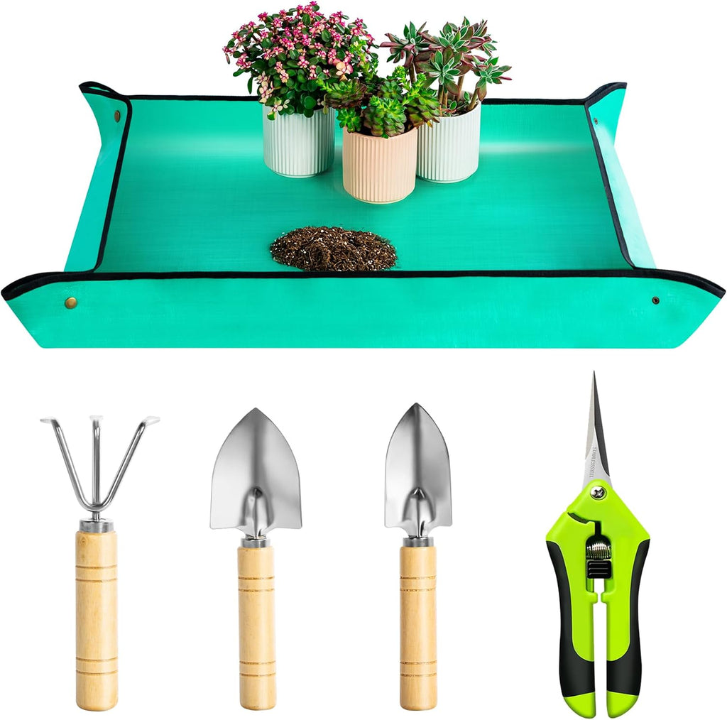 Plant Repotting Mat, 5Pcs Succulent Tools Mini Garden Small Gardening Tools Indoor, Pruning Shear Gardening Scissor, Hand kit for Bonsai, Cactus, Fairy, Houseplant Transplanting, Seedling - view 8
