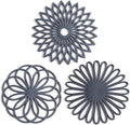 Set of 3 silicone trivet mat - hot pot holder hot pads for table & countertop - trivet for hot dishes - non-slip & heat resistant modern kitchen hot pads for pots & pans, grey