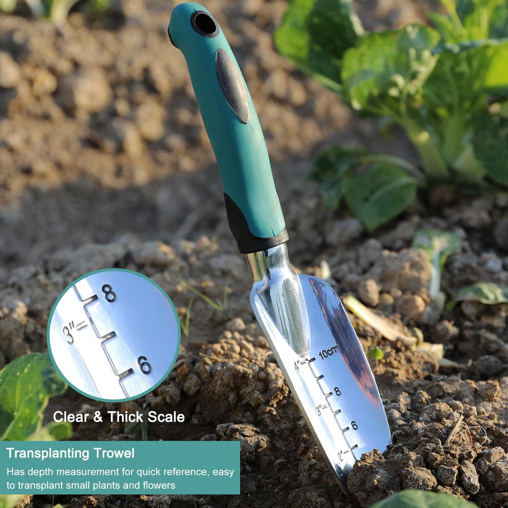 Garden Tools Set, 3 Piece Heavy Duty Gardening Tools Cast Aluminum with Soft Rubberized Non-Slip Handle, Durable Garden Hand Tools Garden Gifts for Men Women - view 4