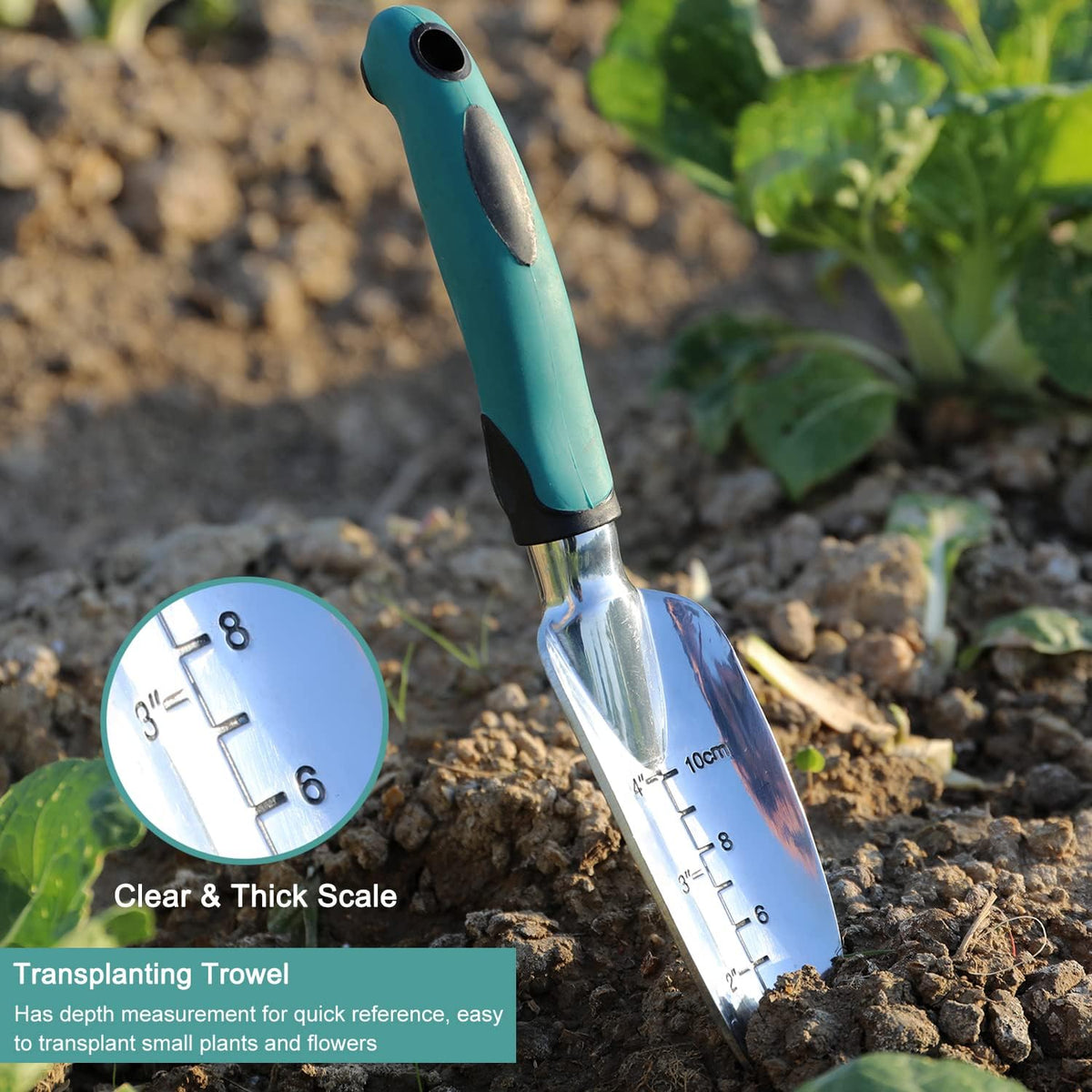 Garden Tools Set, 3 Piece Heavy Duty Gardening Tools Cast Aluminum with Soft Rubberized Non-Slip Handle, Durable Garden Hand Tools Garden Gifts for Men Women - view 4