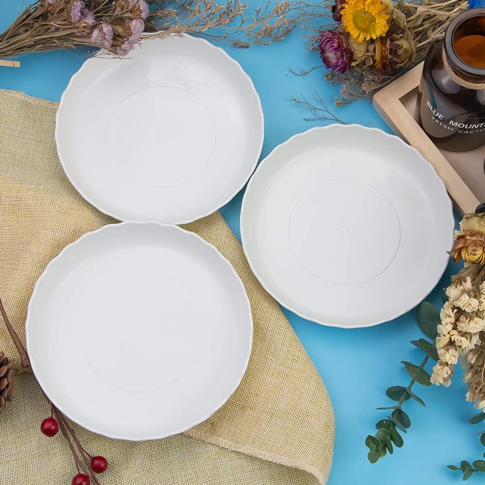 12 Pack Plastic White Round Wave Plant Saucer,Durable Heavy Duty Flower Plant Pot Drip Tray Container for Home Garden Indoor and Out Door Plant (6 Inch/8 Inch/10 Inch) - view 4