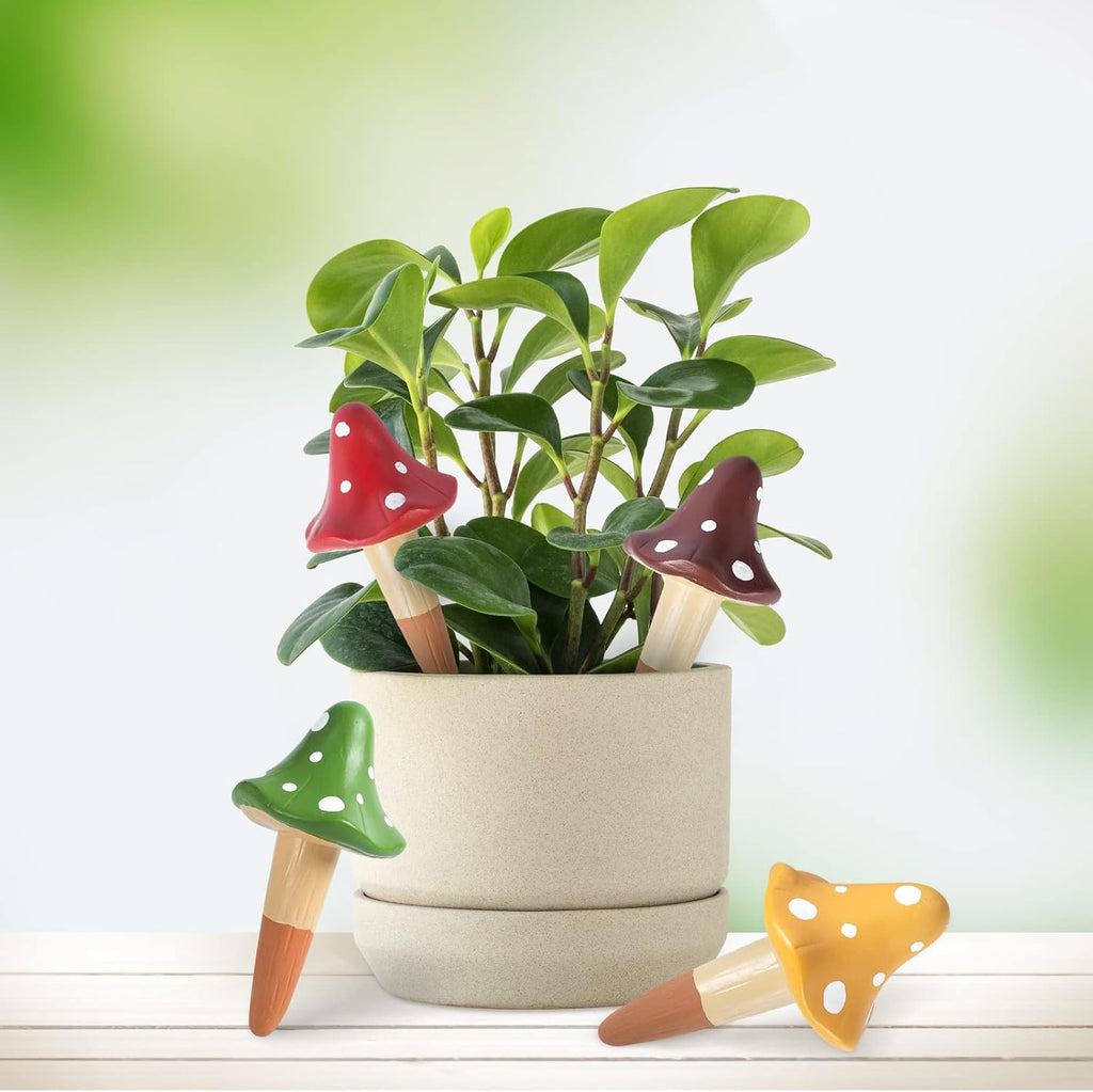 Self watering spikes mushroom shaped plant watering globes | irrigation terracotta watering device garden waterer for indoor outdoor plant 4 packs - view 6