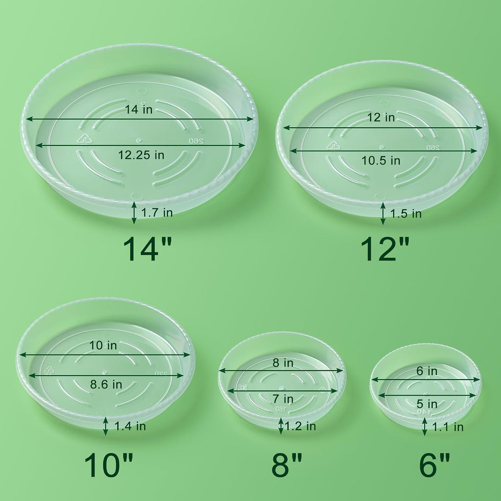 Plant saucer tray - 6 pack 10 inch plastic plant trays for pots with plant tray design - clear plant saucers for outdoors and indoors use - plant pot saucers for potted plants - plant drip trays - view 7