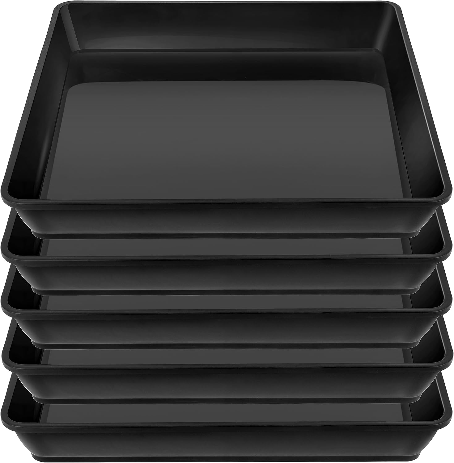 Square plant saucer 6inch 5 pack, plastic plant saucers, plant water dray tray, 8 10 12 14 16 18 20 inch garden planters for pots base indoors and outdoors plants (6 inch black)