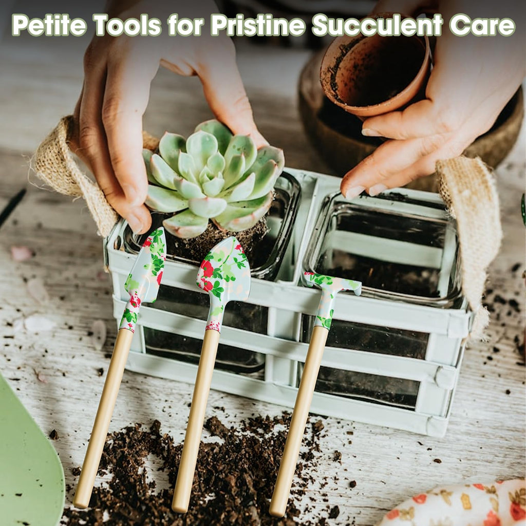Light Green Gardening Set, 10-Piece Garden Tool Kit with Trowel, Hoe, Shovel & Rake, Ideal Gardening Gift for Women, Mom, Grandma | Birthday Gifts for Her | Hand Tools for Small Gardens - view 3