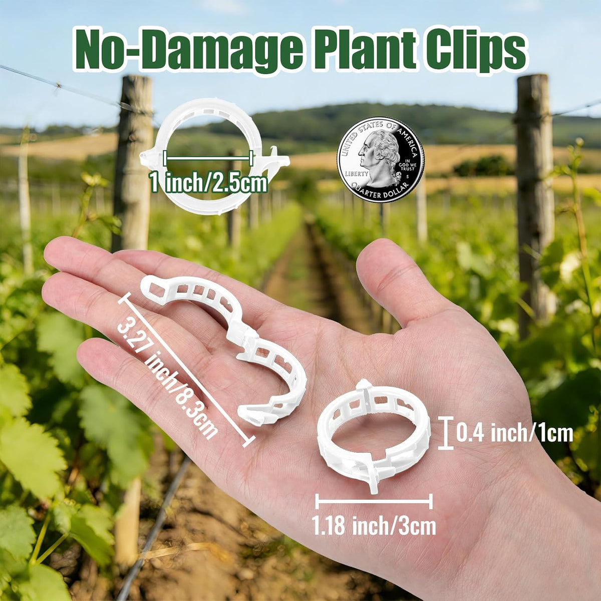 300Pcs Thickened Tomato Clips, Plant Support Clips Plastic Trellis Clips | Plant Clips for Grape Vine, Tomato Vine, Vegetable Plants, to Grow Upright Makes Plants Healthier, White - view 5