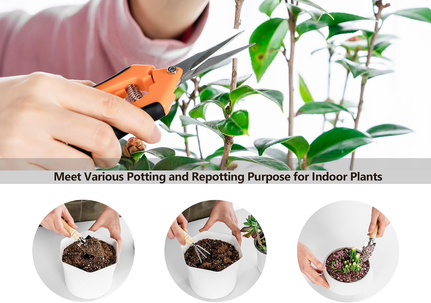 Plant Repotting Mat, 5Pcs Succulent Tools Mini Garden Small Gardening Tools Indoor, Pruning Shear Gardening Scissor, Hand kit for Bonsai, Cactus, Fairy, Houseplant Transplanting, Seedling - view 2