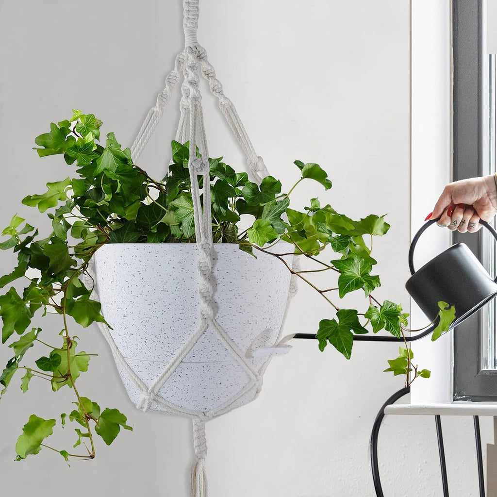10 inch Self Watering Planters, 2 Pack Large Plastic Plant Pots with Deep Reservior and High Drainage Holes for Indoor Outdoor Plants and Flowers, Speckled White - view 8