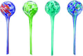 4-piece watering globe set, colorful hand-blown glass plant watering system