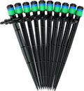 Drip irrigation drippers 360 degree micro sprinklers pressure compensating emitters with stake for 1/4 inch tubing watering system spike bubbler heads parts, 20-pack