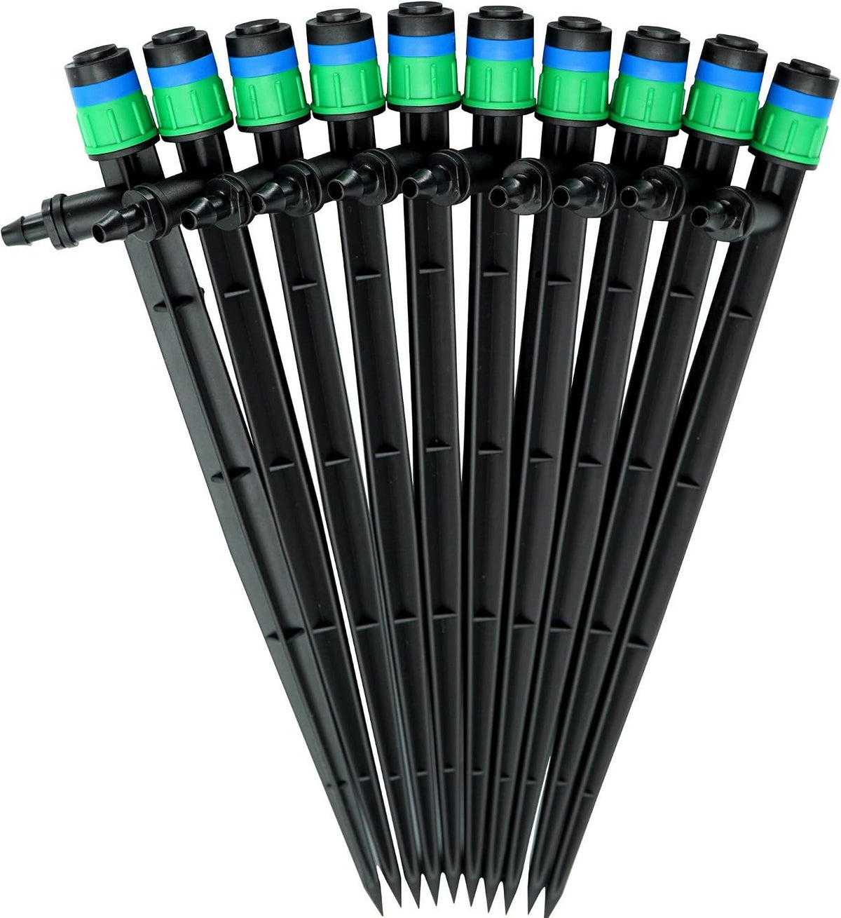 Drip irrigation drippers 360 degree micro sprinklers pressure compensating emitters with stake for 1/4 inch tubing watering system spike bubbler heads parts, 20-pack