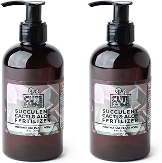 Cute Farms Succulent, Cacti, & Aloe Fertilizer | Gentle Monthly Use Formula Plant Food (8 oz. Bottles, 2 Pack)