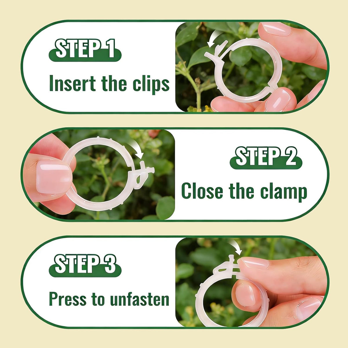 300Pcs Tomato Clips, Reusable Plant Support Clips for Climbing Plants, Garden Clips for Tomato Vine, Trellis Clips for String Trellis, Plant Fixing Clips for Vegetables (Green) - view 5