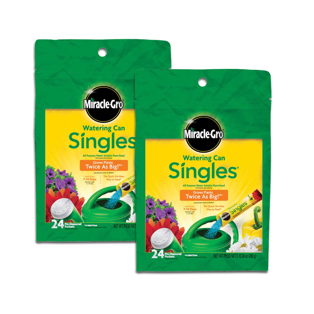 Watering Can Singles All Purpose Plant Food, 24 Packets | Water Soluble, Fertilizer for Flowers, Vegetables, Houseplants, Trees, Indoor and Outdoor Plants