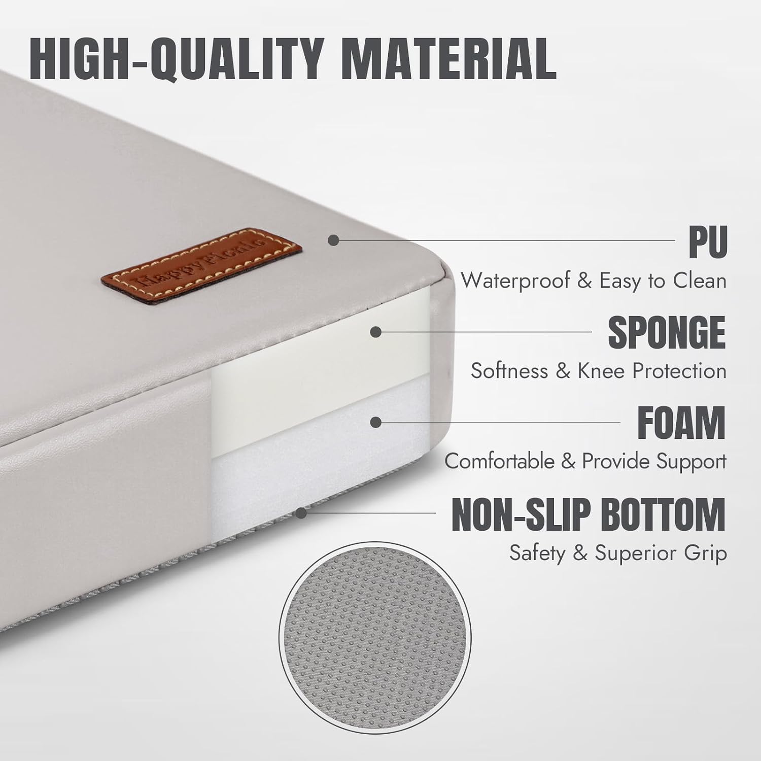 Waterproof Garden Kneeling Pad, 2in Thick, Grey, 1 Pack | Soft High-density Foam knee support, with Handle, Easy to Clean, Non-slip, for Gardening, Yoga, Prayer, Housework, Exercise - view 5