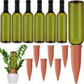 12 Pcs Watering Spikes for Indoor Plants Include Terracotta Self Watering Spikes Devices and 26 oz Plastic Bottles Slow Release Vacation Insert Automatic(Green)