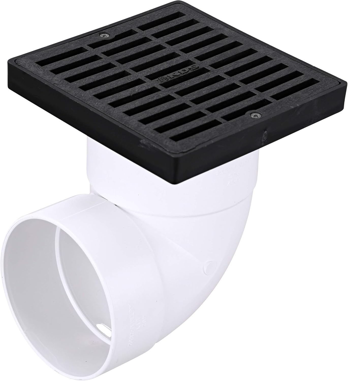 640 6-Inch Square Grate with Low-Profile Adapter Drain, Connects to 3-Inch and 4-Inch Drain Pipes and Fittings, for Small Lawns, Landscaping and Patios, Plastic, Black - view 8