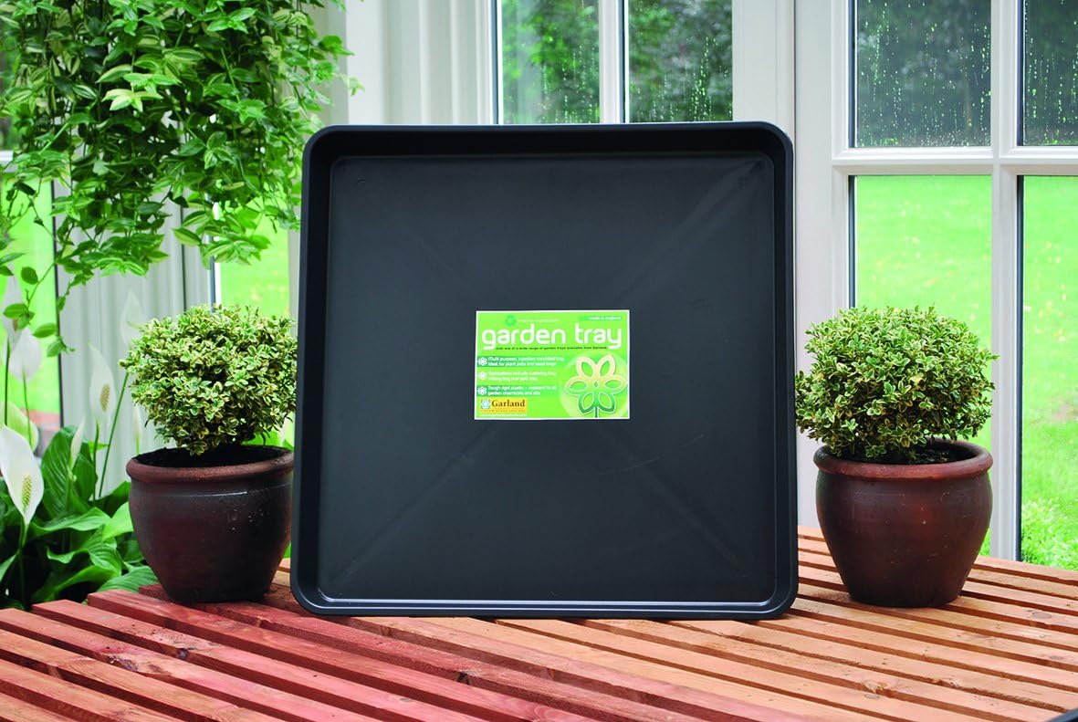 Square tray, durable 1-piece drip and potting tray for mixing, growing and more, 23.5 x 3" x 23.5" (black) - view 2