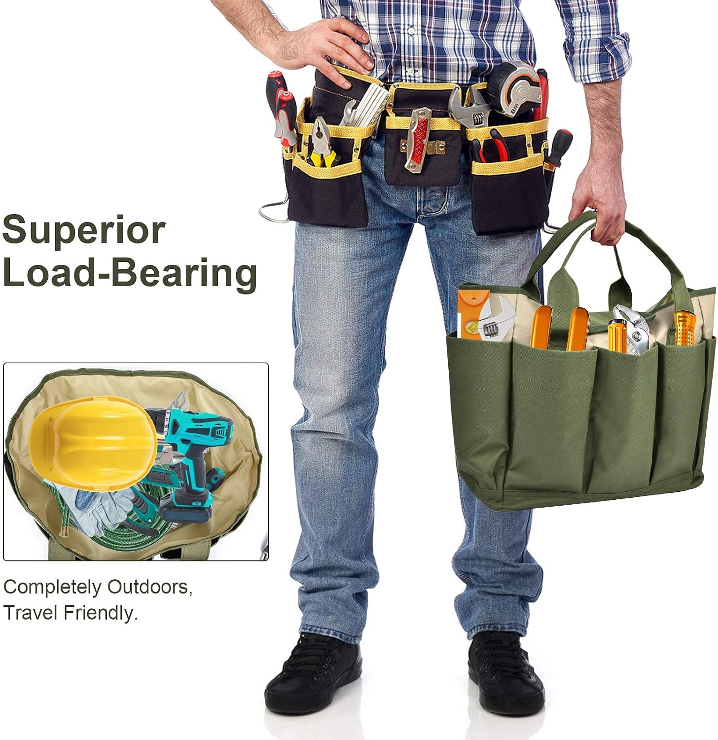 Garden Tool Bag, Garden Tote Bag With 8 Pockets, Canvas Garden Tool Storage Bags, Heavy-duty Large Organizer Bag for Garden Tool Kit, Gardening bag for women Men Indoor and Outdoor Gardening - view 4