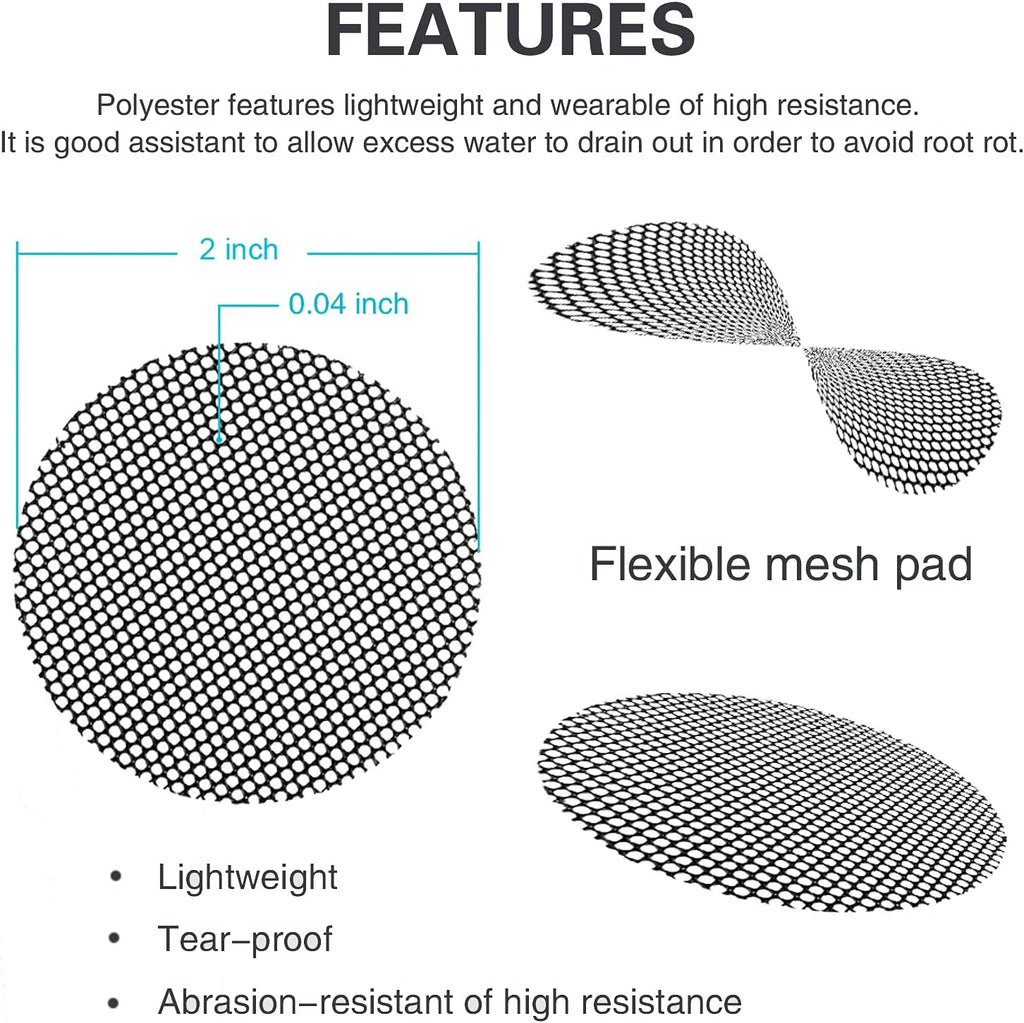 Plant mesh drainage screens - 100pcs 2-inch reusable grid mats, keep soil in pots for succulents, bonsai, indoor plants & repotting - view 4