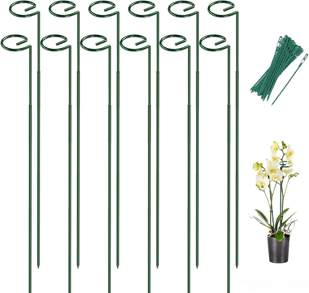 20 Pack 23.6 In Metal Plant Stakes, Plant Support Stakes with 15 Twist Tie | Adjustable Plant Supports, Flower Stakes for Indoor Outdoor Plant, Hydrangea, Tomato, Peony, Marigold, Amaryllis, Sapling - view 6