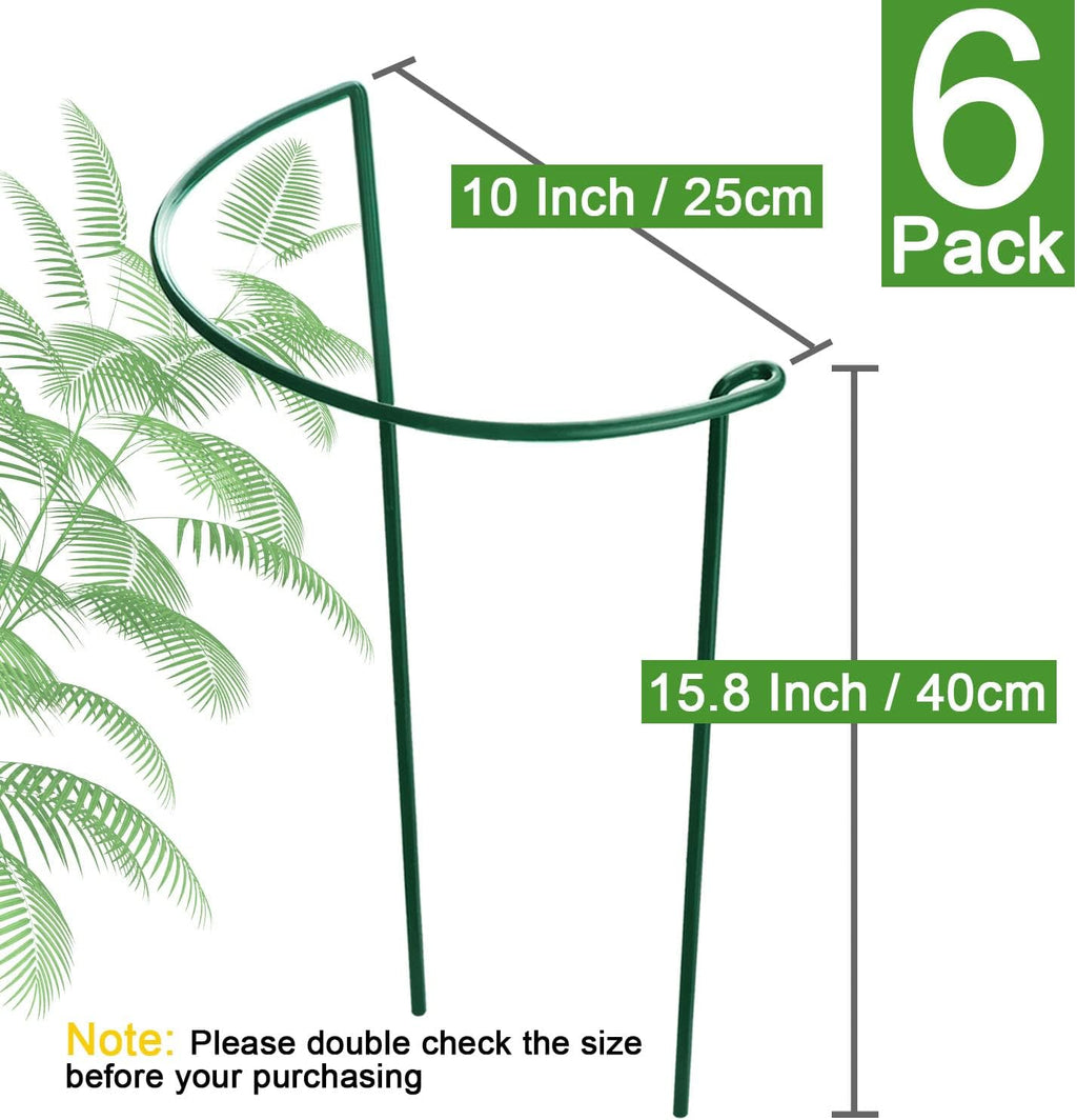 Plant Support Stakes, 6 Pack Metal Peony Cages and Supports, Garden Stakes Plant Support Cage, Large Plant Support Ring for Outdoor Indoor Snake Plant Peony Rose Flowers Vine (10" W x 15.8" H) - view 4