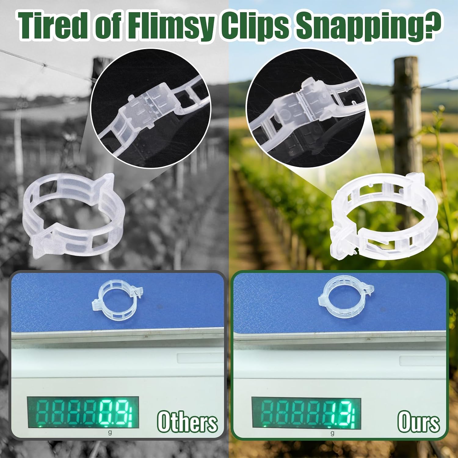 300Pcs Thickened Tomato Clips, Plant Support Clips Plastic Trellis Clips | Plant Clips for Grape Vine, Tomato Vine, Vegetable Plants, to Grow Upright Makes Plants Healthier, White - view 2