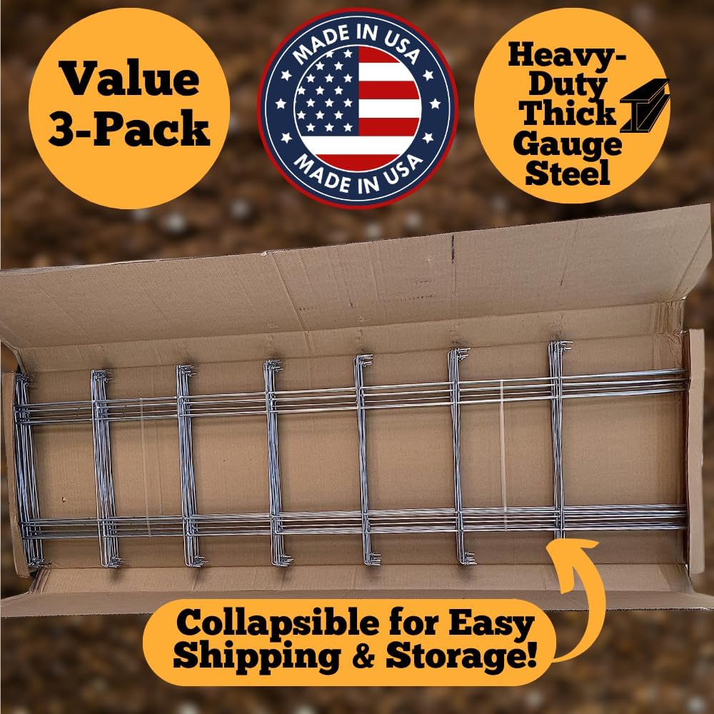 Happy Trees Large Heavy Duty Folding Tomato Cages, 3-Pack, Made in USA | Support Trellis for Climbing Vegetables and Plants, 18" x 18" x 58", Thick Gauge Galvanized Steel, Collapsible Easy Storage - view 4