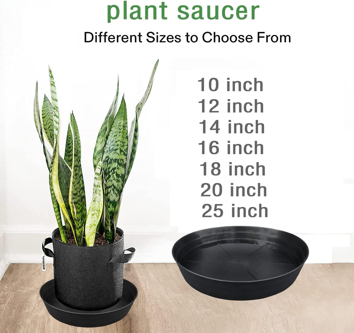 Plant saucer 4 pack 10 inch heavy drainage tray for indoors no holes, 12 14 16 18 20 25 inch plastic plant saucers water catcher for pots base extra-deep plant trays for flower pot (10 inch, black) - view 4
