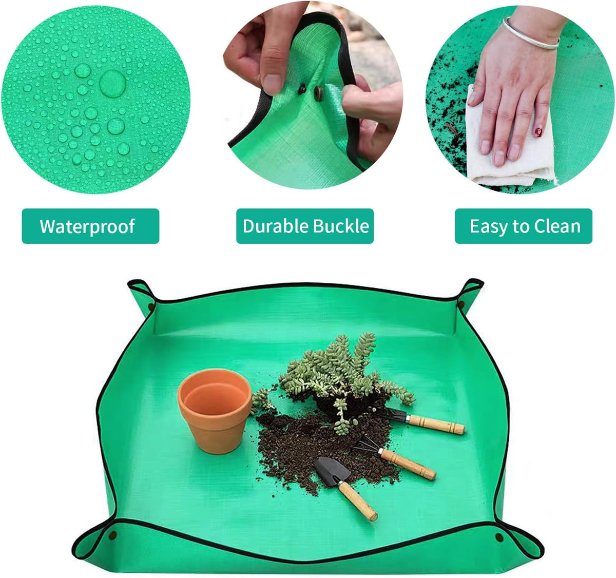 Potting Mat for Indoor Plant Transplanting, 29.5" X29.5" Waterproof Repotting Mat, Foldable Soil Change Mat Gardening Planting Mat - Gifts for Plant Lovers - view 4