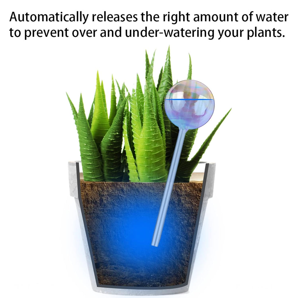 [6 PCS] Light iridescent rainbow gradient color clear glass self-watering system spikes, automatic plant waterer bulbs - view 3