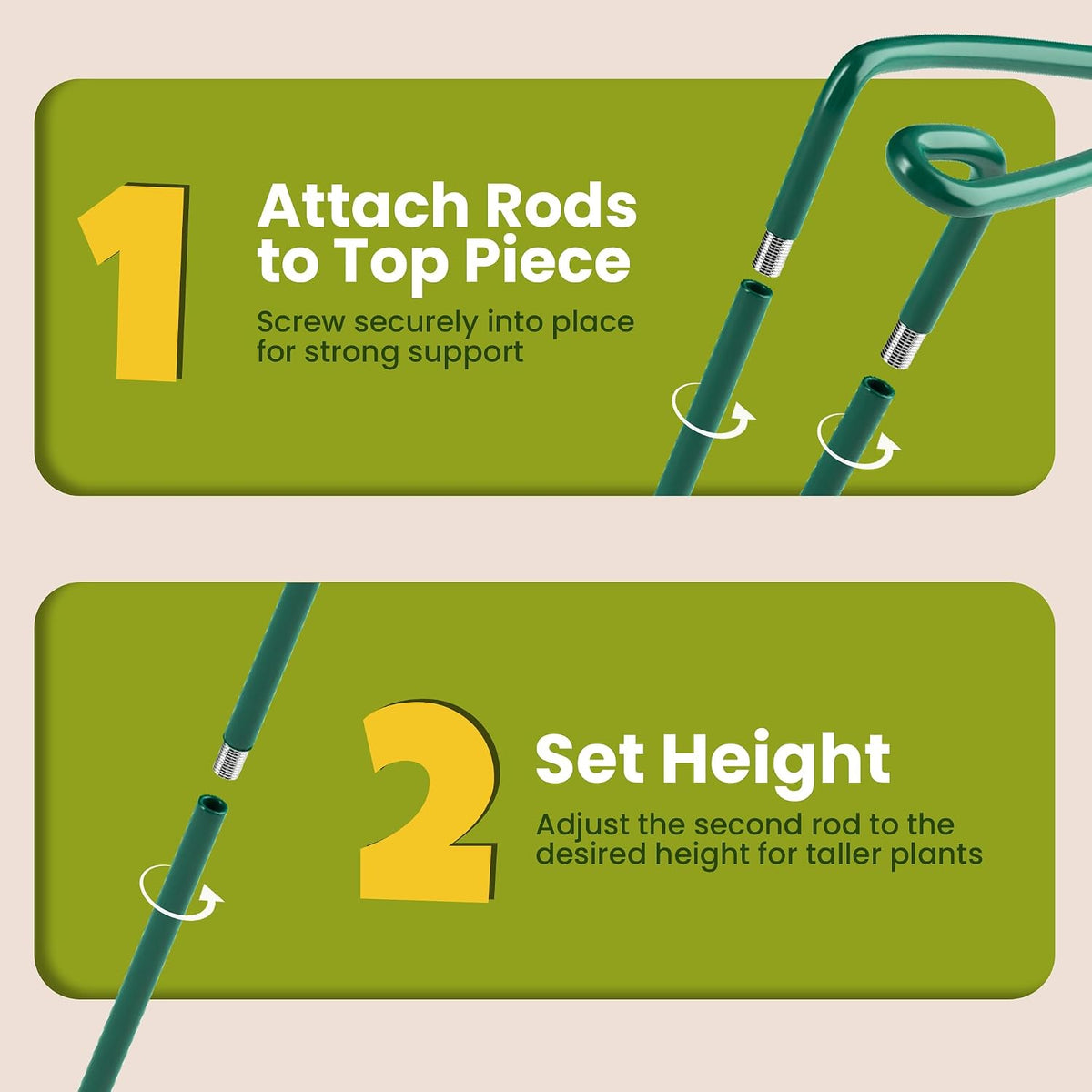 6 Pack Plant Support Stakes – Tall Plant Stakes for Indoor and Outdoor Gardens - Peony Cages and Supports - Cage Rings for Potted Flowers, Peony, Hydrangea, and Rose Bush (10" W x 16" - 24" H) - view 6