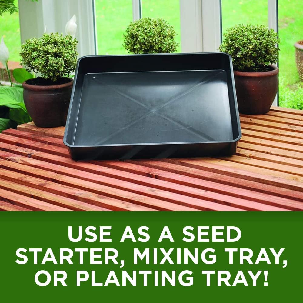 Square tray, durable 1-piece drip and potting tray for mixing, growing and more, 23.5 x 3" x 23.5" (black) - view 4