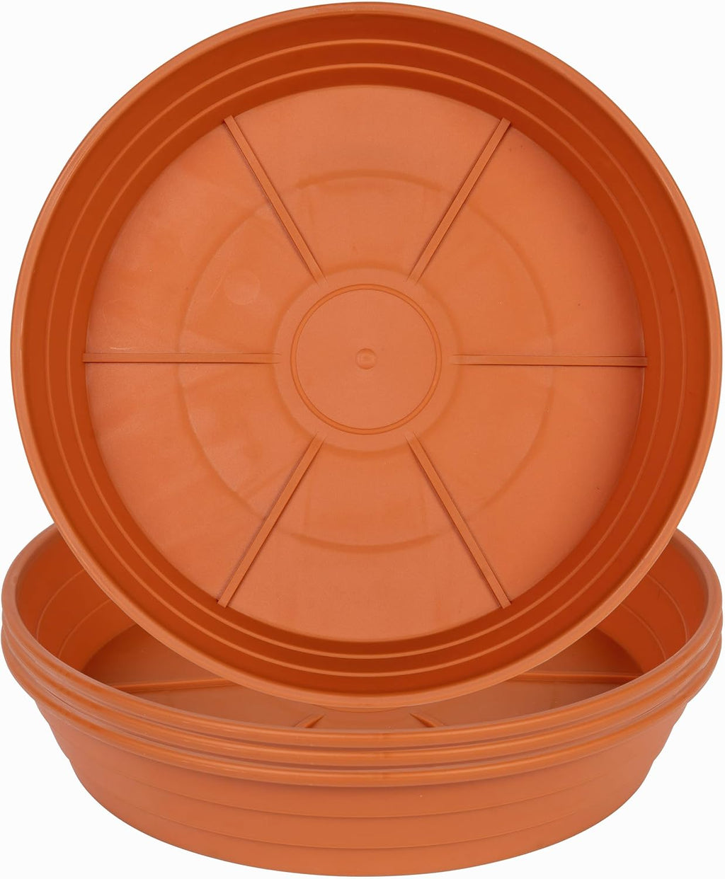 Plant saucer 6 inch 4 pack 6 8 10 12 14 16 18 20 25, plastic plant trays for pots, extra-deep plant water tray, bird bath bowl, heavy flower plant saucers indoors and outdoor no holes 6in-4 red