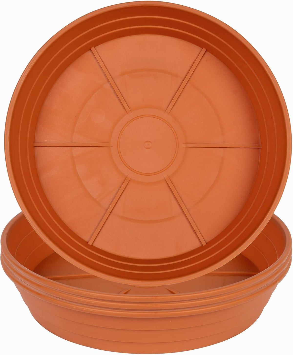 Plant saucer 6 inch 4 pack 6 8 10 12 14 16 18 20 25, plastic plant trays for pots, extra-deep plant water tray, bird bath bowl, heavy flower plant saucers indoors and outdoor no holes 6in-4 red